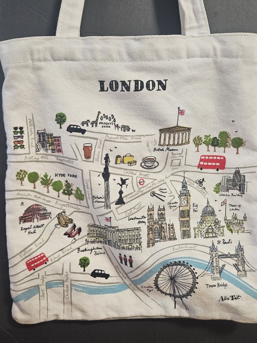 London Map Cotton Tote Bag in Cream